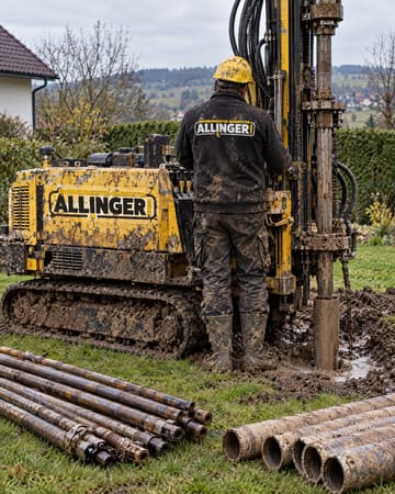 KI-generiertes Bild: Brunnenbohrgerät im Garten