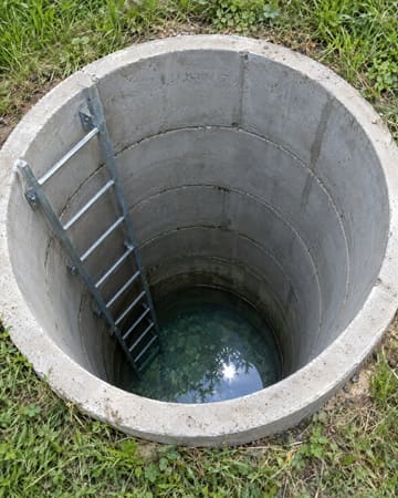 KI-generiertes Bild: Betonringe eines Schachtbrunnens von oben