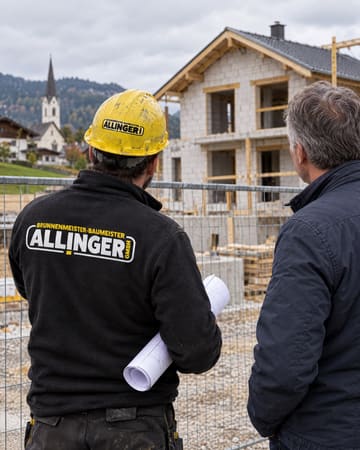 KI-generiertes Bild: Bauherrenberatung auf der Baustelle